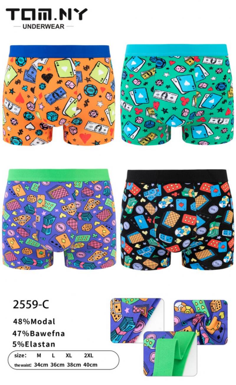 Bokserki męskie Roz M-3XL, Mix kolor Paczka 24 szt